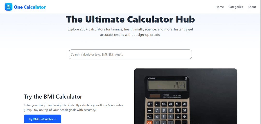 One Calculator – Free Online Calculators for Finance, Health, Math & Science